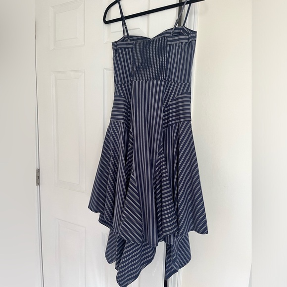 Joie Ronit Fit and Flare Pin Striped Dress with Asymmetrical Hem - Picture 3 of 5